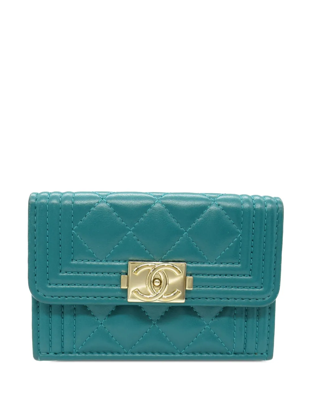 CHANEL Pre-Owned 2019 ラムスキン ボーイ コンパクトウォレット 財布 - ブルー CHANEL Pre-Owned 2019 ラムスキン ボーイ コンパクトウォレット 財布 - ブルー