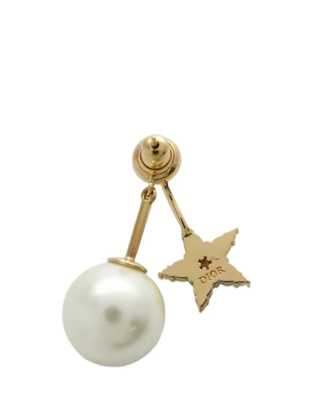 Christian Dior Pre-Owned 2020-2025 Gold Plated Crystal And Faux Pearl My ABCDior Tribales Single Earring costume earrings | Gold | Image 1
