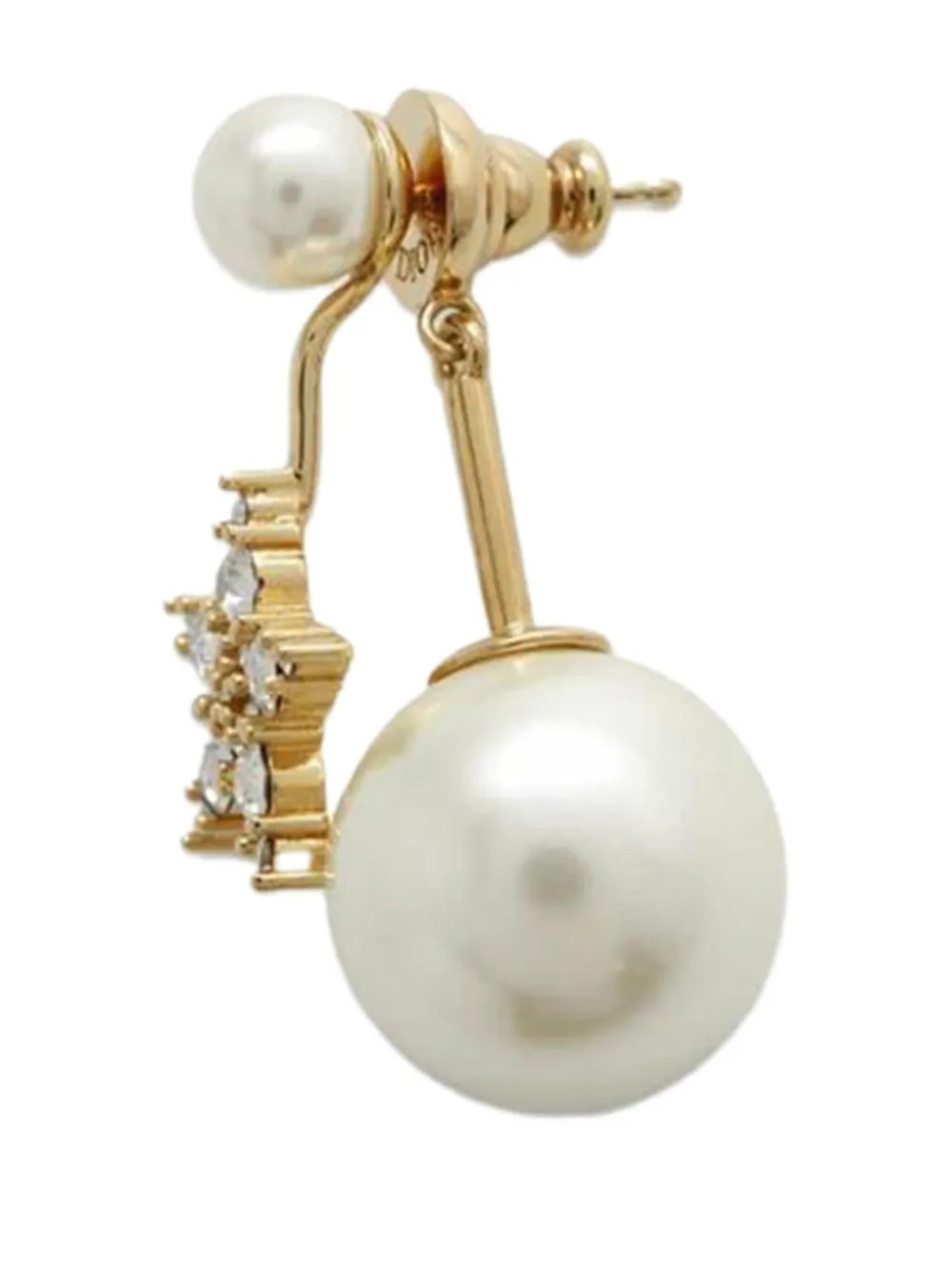 Christian Dior Pre-Owned 2020-2025 Gold Plated Crystal And Faux Pearl My ABCDior Tribales Single Earring costume earrings | Image 2