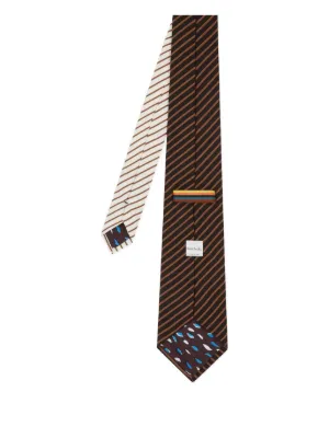 Cravate Paul Smith Mainline - Soie 100%, Motifs Pois Et Rayures Argent & Violet - Largeur 9 Cm