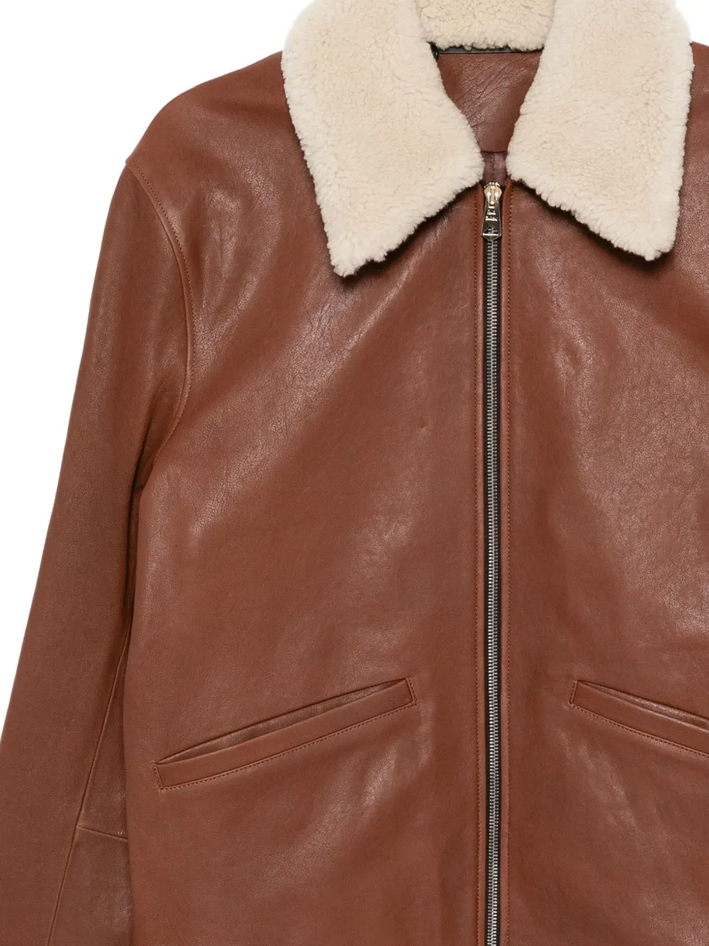 Paul Smith Leren bomberjack Bruin
