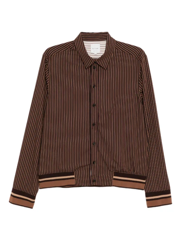 Paul Smith ゼニア ブラウン 茶 ストライプ ジャケット パンツ 3B Paul Smith ストライプ シャツジャケット | ブラウン | FARFETCH JP