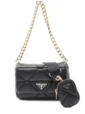 Prada Pre-Owned 2013-2025 Quilted Nappa Re-Nylon Triangle Patchwork System Flap satchel - Black