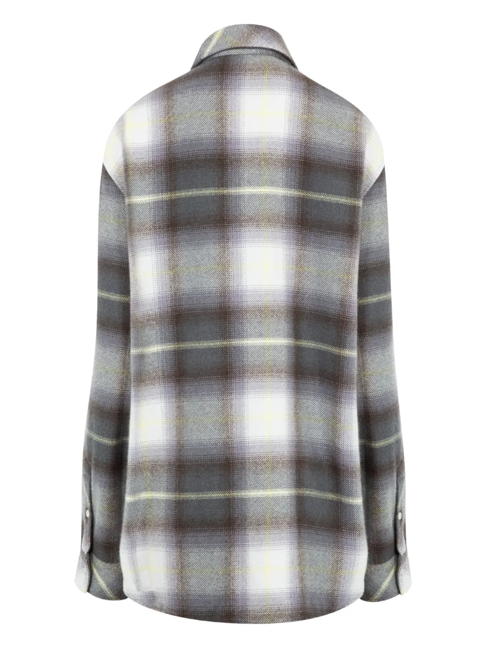 God's True Cashmere Shadow Plaid Cashmere Shirt In Gray