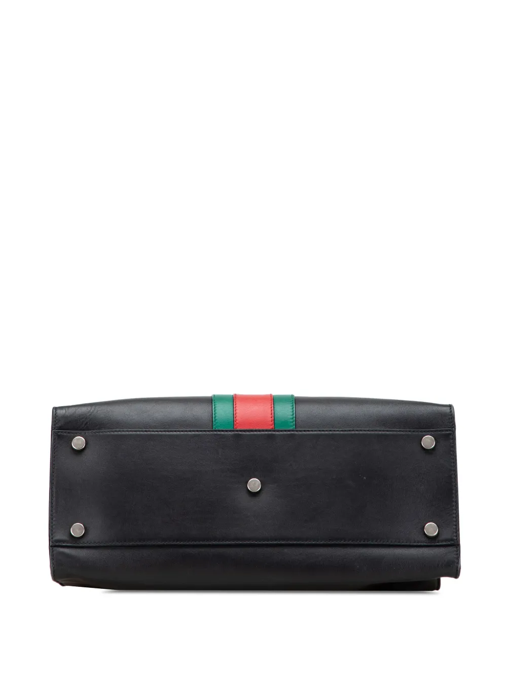 Pre-owned Gucci 2016-2025 Large Calfskin Dionysus Web Top Handle Bag Satchel In Black