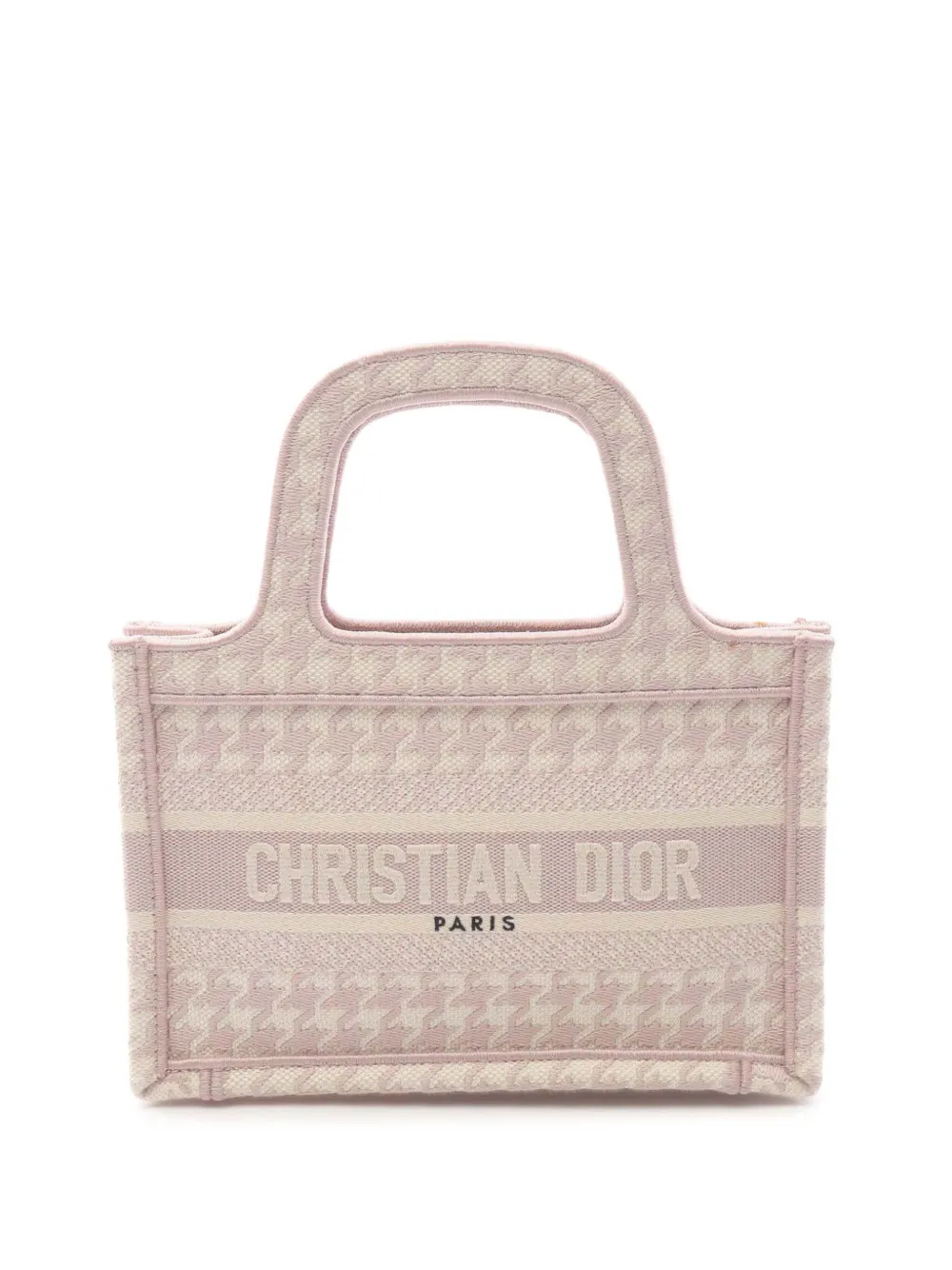 Christian Dior Pre-Owned 2010-2025 ミニ ハウンドトゥース エンブロイダリー キャンバス ブック トート Christian Dior Pre-Owned 2010-2025 ミニ ハウンドトゥース エンブロイダリー キャンバス ブック トート