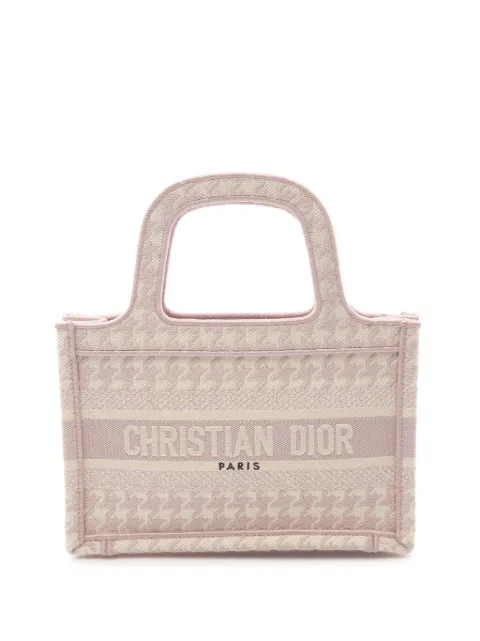 Christian Dior Pre-Owned 2010-2025 Mini Houndstooth Embroidered Canvas Book Tote handbag