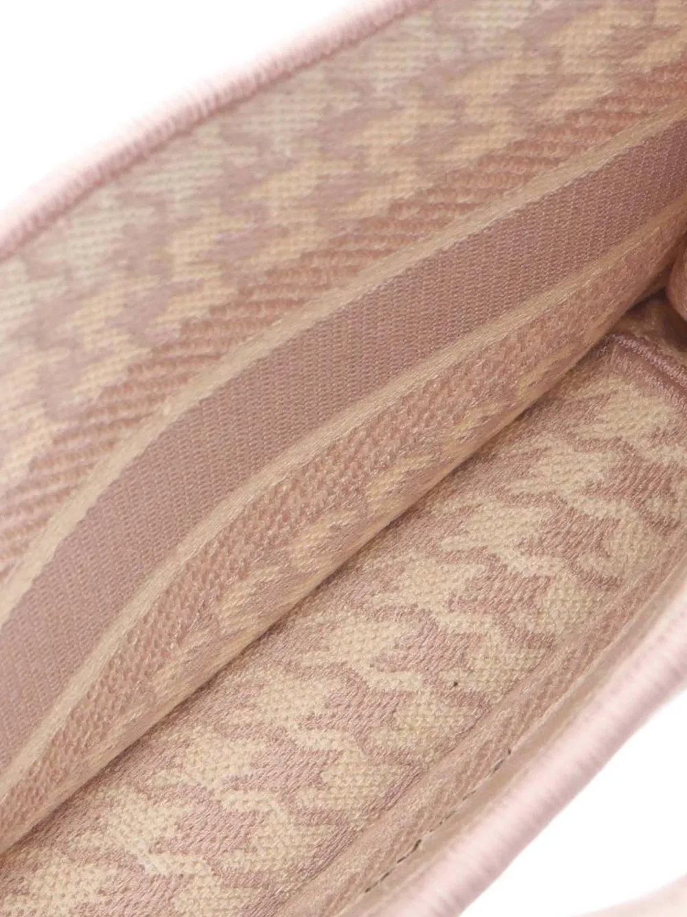 Pre-owned Dior 2010-2025 Mini Houndstooth Embroidered Canvas Book Tote Handbag In Pink