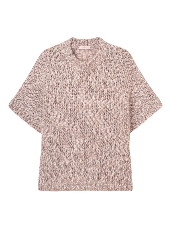 Fedeli Short-sleeve Speckled Sweater in Pink