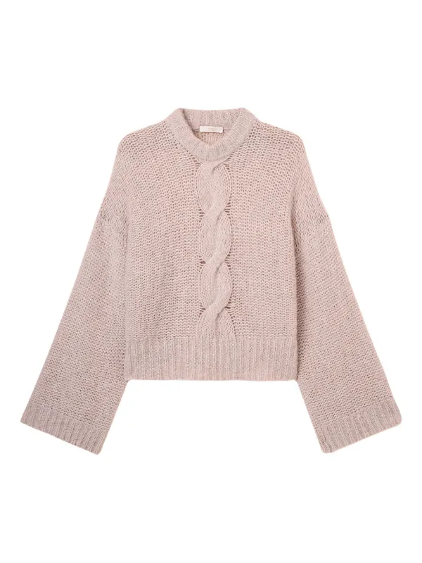 Fedeli Cable-knit Crew-neck Sweater in Pink