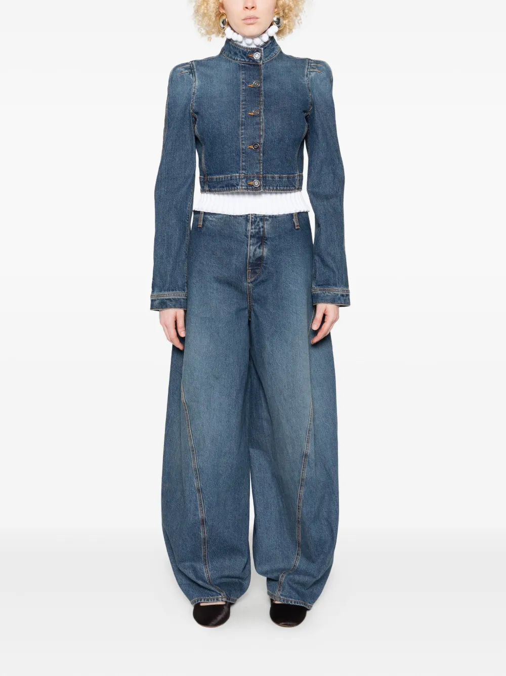 Alaïa high-neck cropped denim jacket | Denim Jackets | Image 2