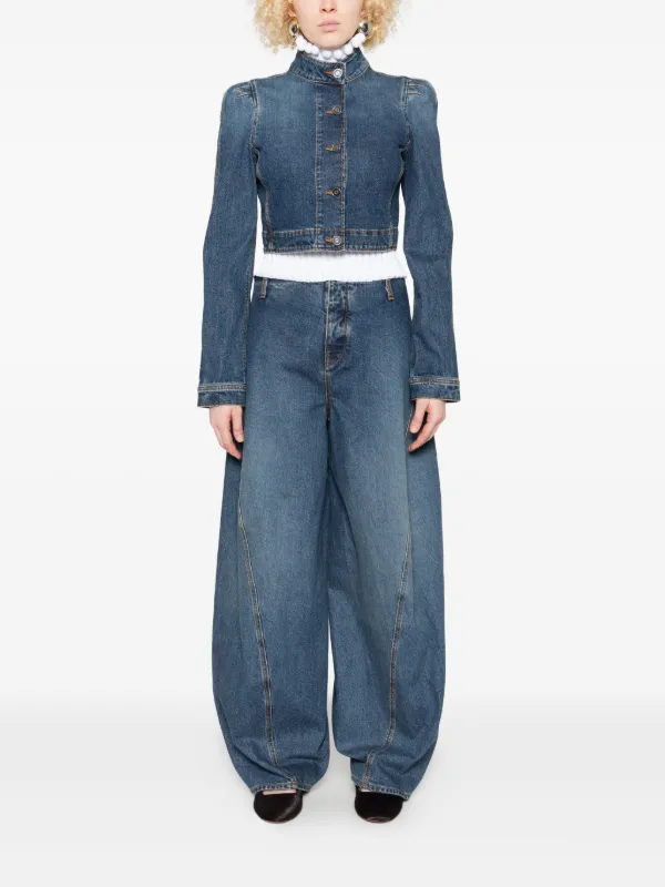Alaïa high-neck Cropped Denim Jacket | Blue | FARFETCH