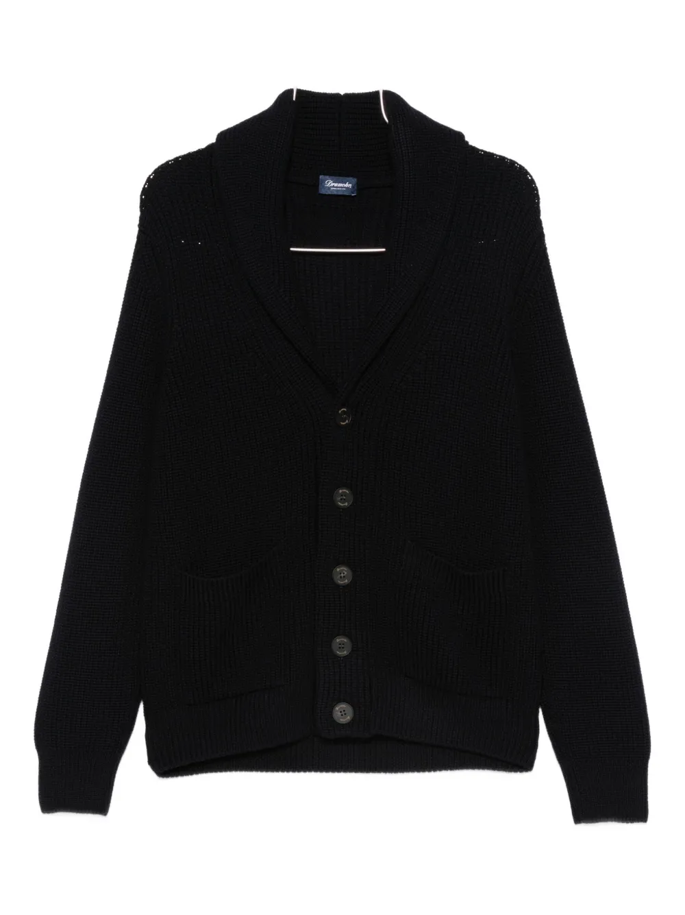 Drumohr Shawl-collar Patch-pocket Cardigan In Black