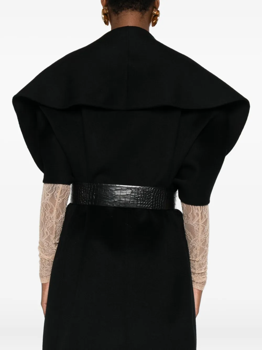 Elisabetta Franchi Wool Cape In Black