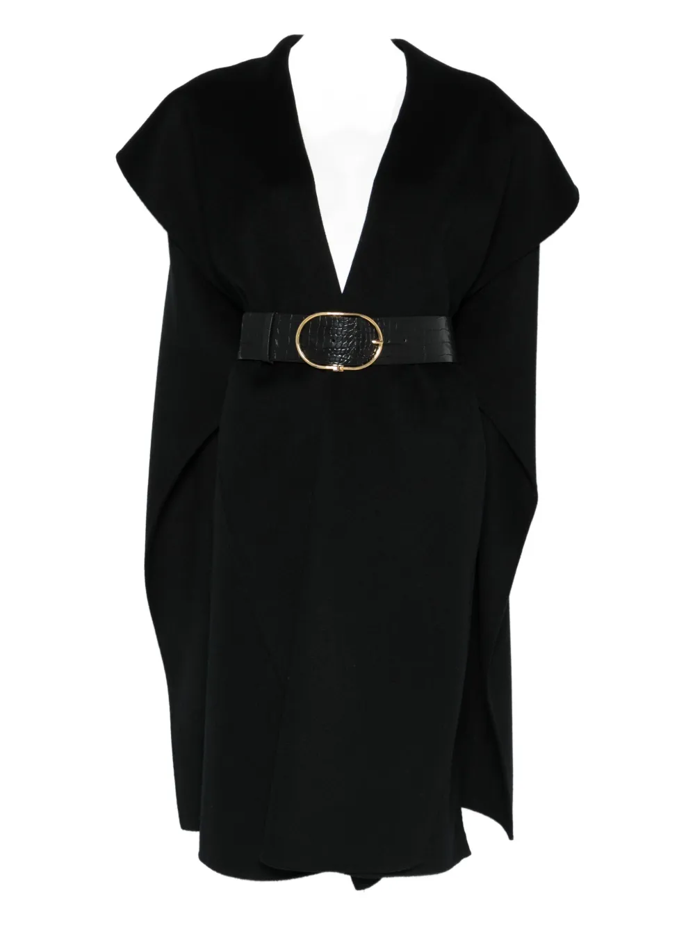 Elisabetta Franchi Wool Cape In Black