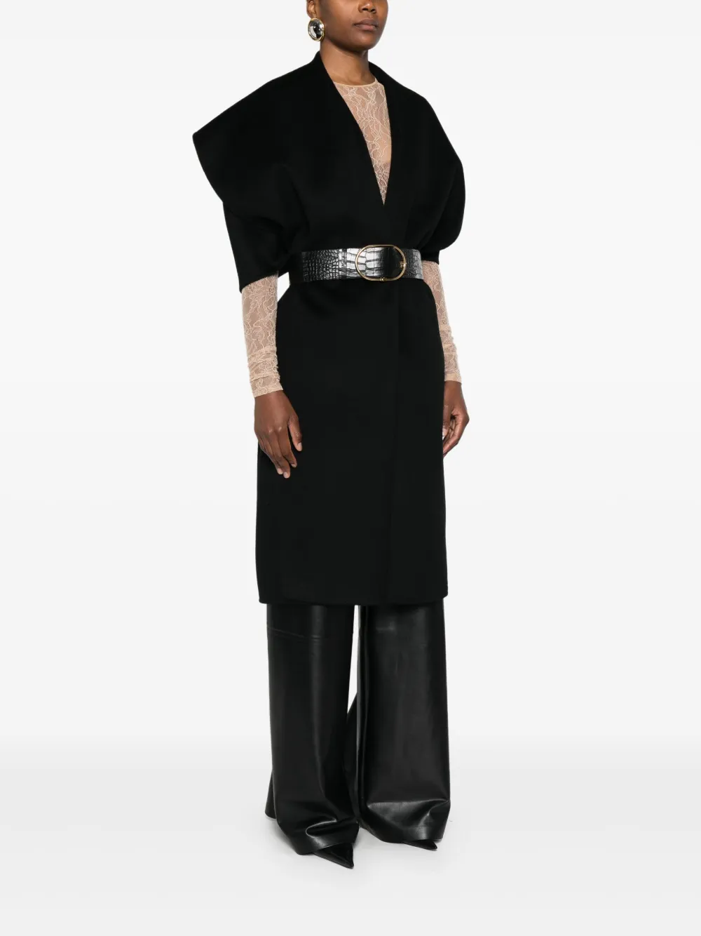 Elisabetta Franchi Wollen cape Zwart