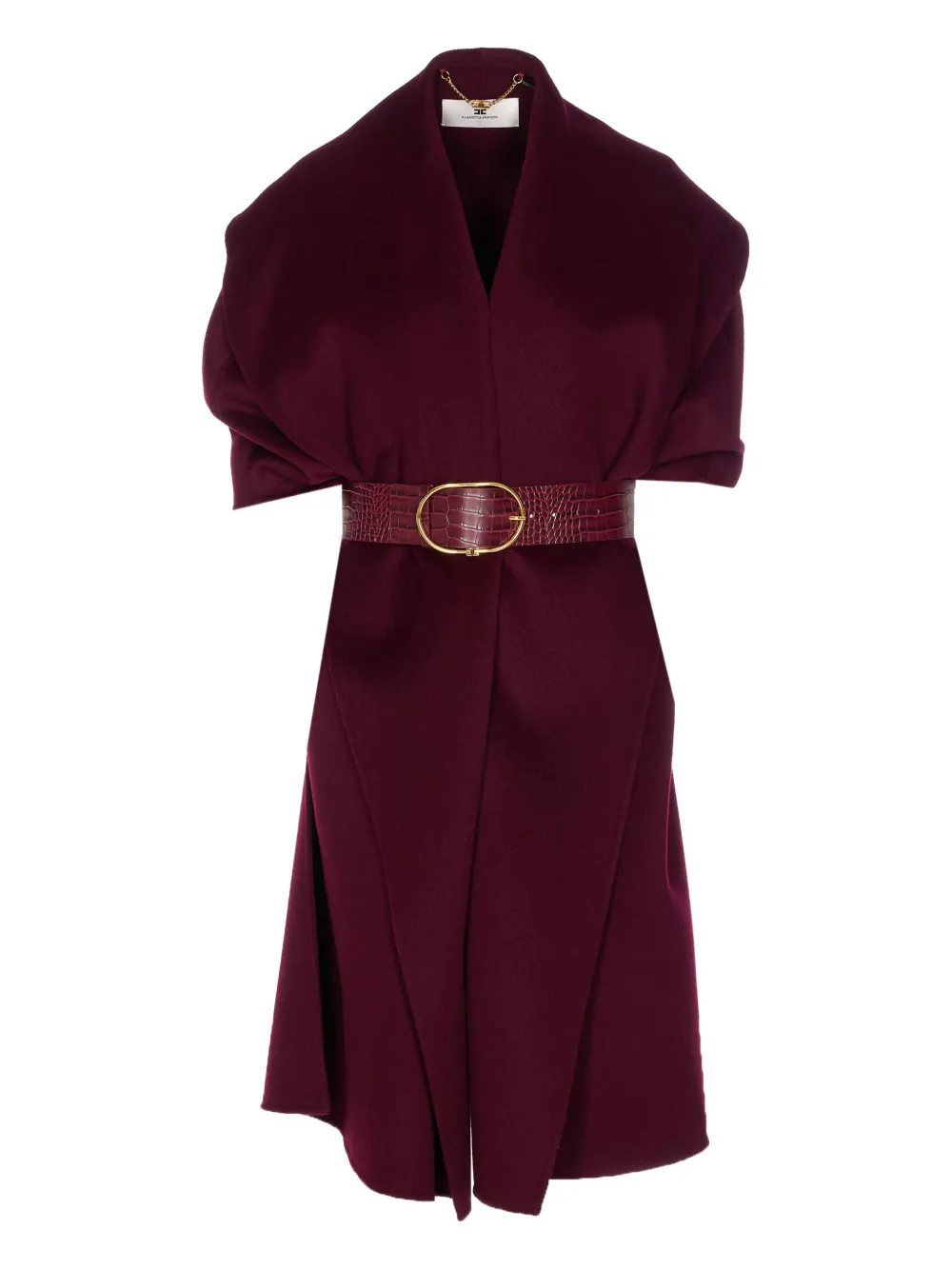 Elisabetta Franchi Double Wool Cloth Cape In Red