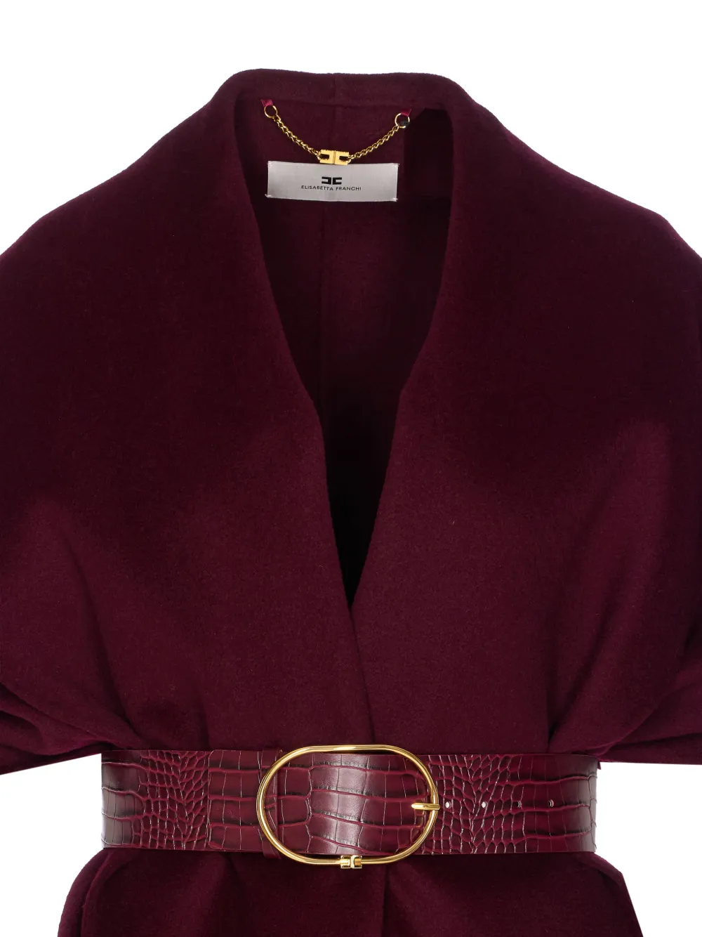 Elisabetta Franchi Double Wool Cloth Cape In Red