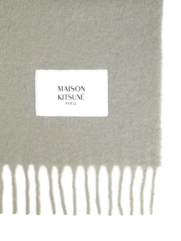 Maison Kitsuné Fringed Label Scarf | Grey | FARFETCH CA