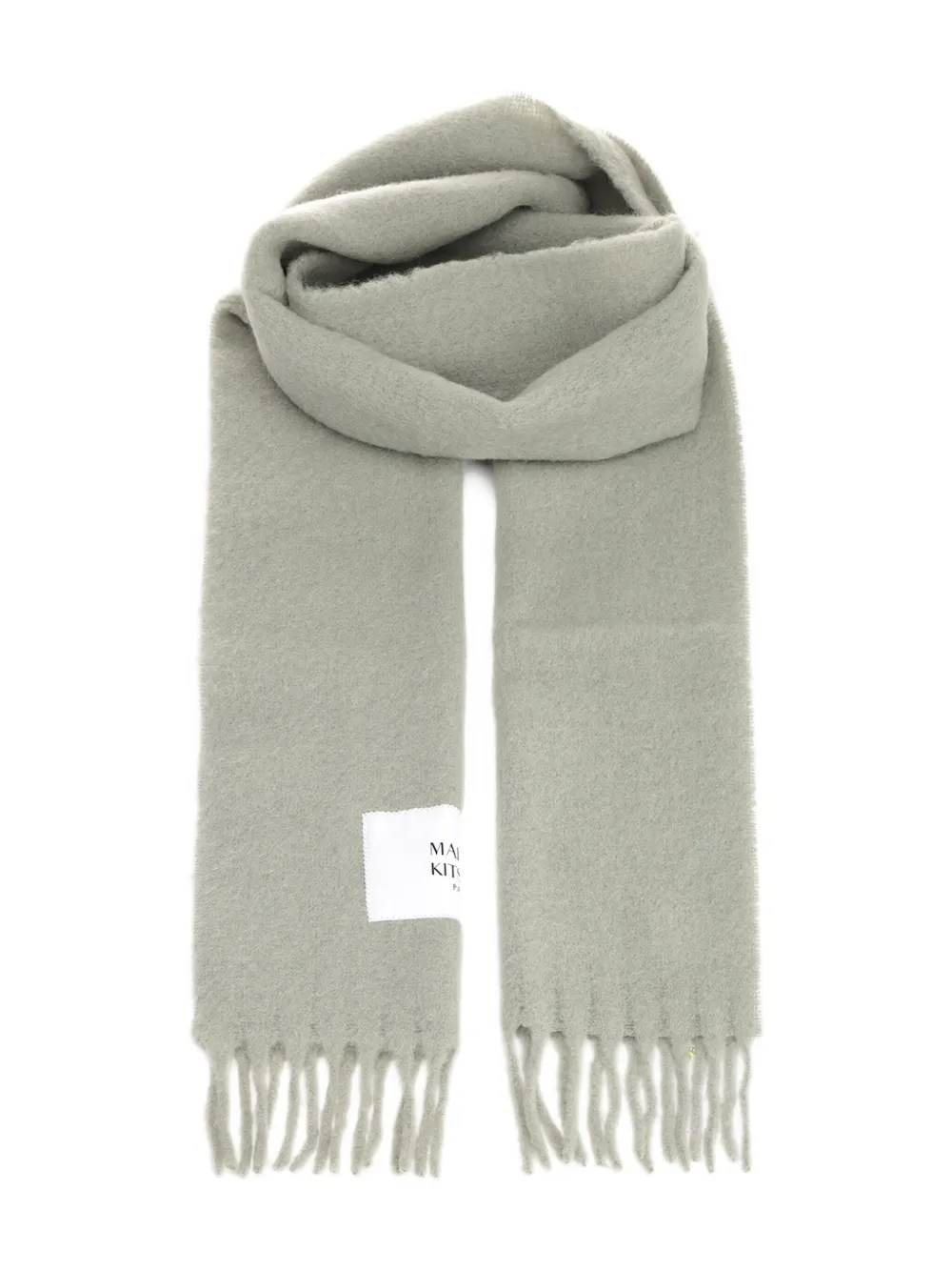 Maison Kitsuné fringed label scarf | Grey | Image 1