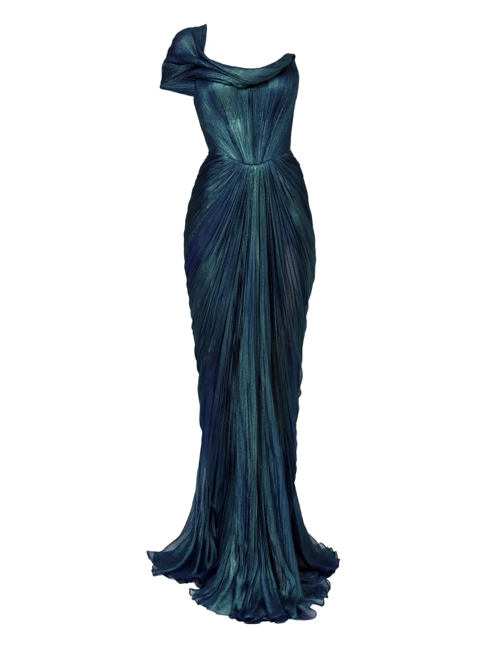 Iris Serban draped one-shoulder silk dress | Blue | Image 1