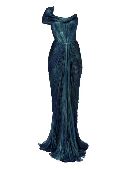 Iris Serban draped one-shoulder silk dress