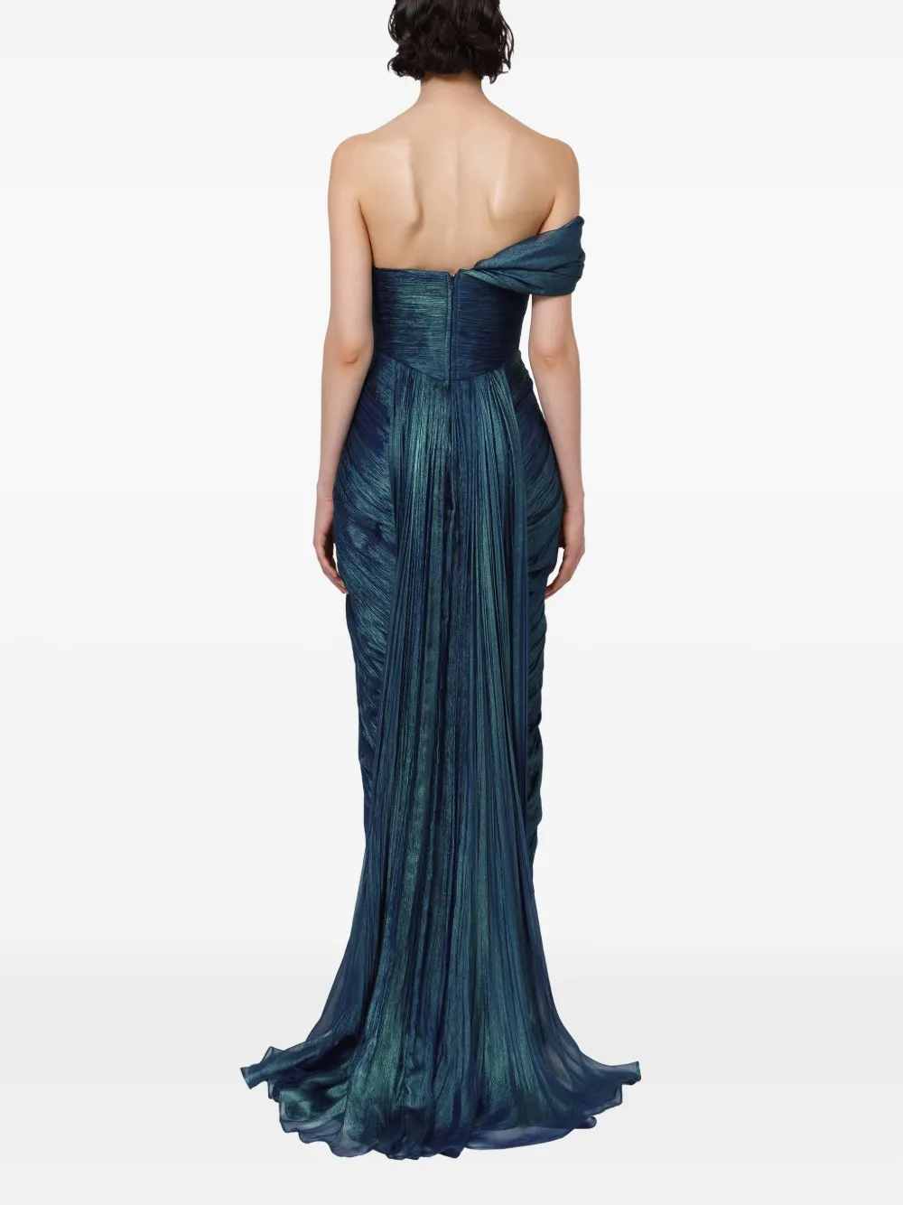 Iris Serban Asymmetrische gedrapeerde zijden jurk Blauw