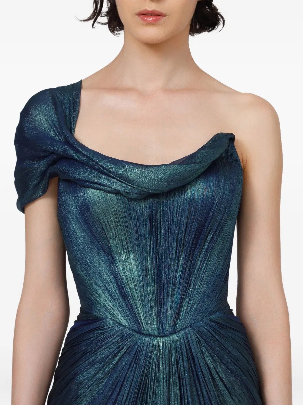 Iris Serban Asymmetrische gedrapeerde zijden jurk Blauw