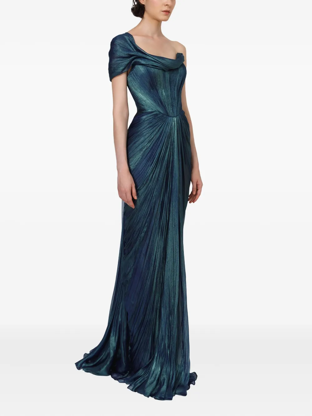 Iris Serban Asymmetrische gedrapeerde zijden jurk Blauw