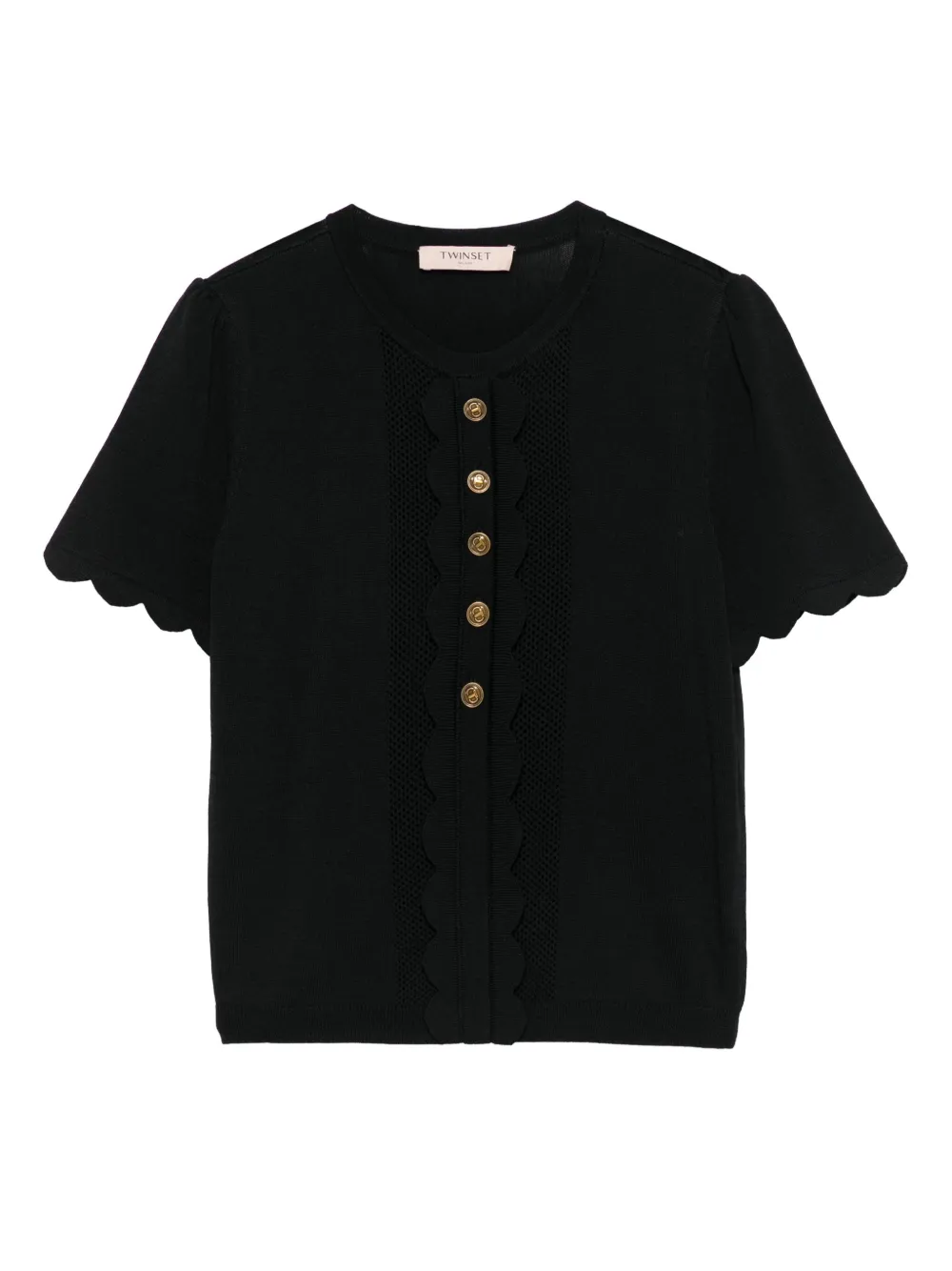 TWINSET scalloped-trim cotton top | Black | Image 1