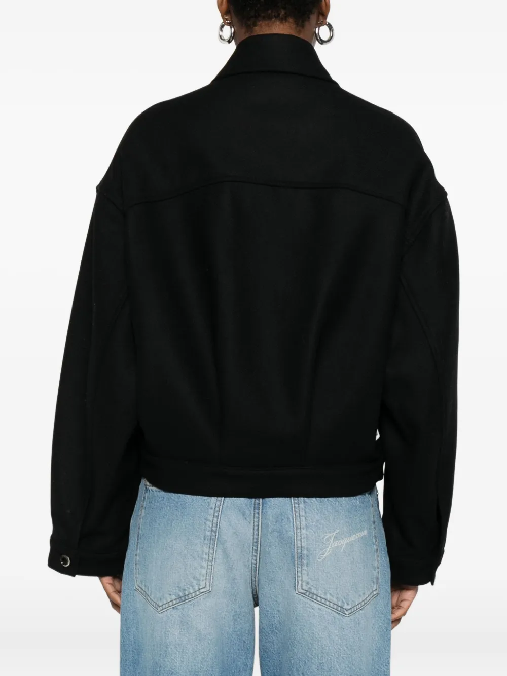 Nine In The Morning Buttoned Bomber Jacket In Black