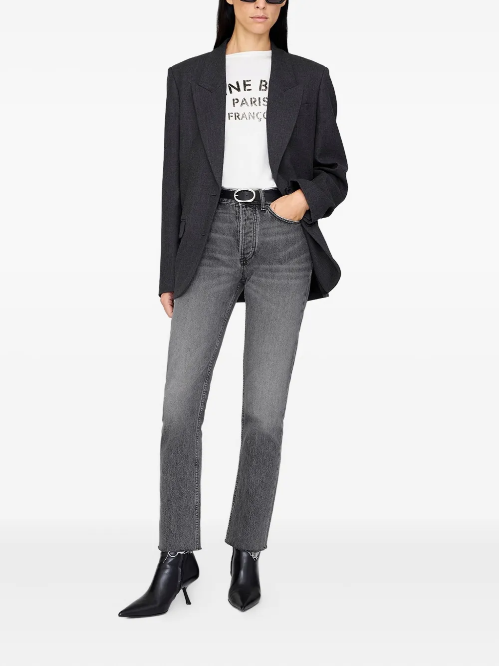 Anine Bing Small Signature Link Belt In Black