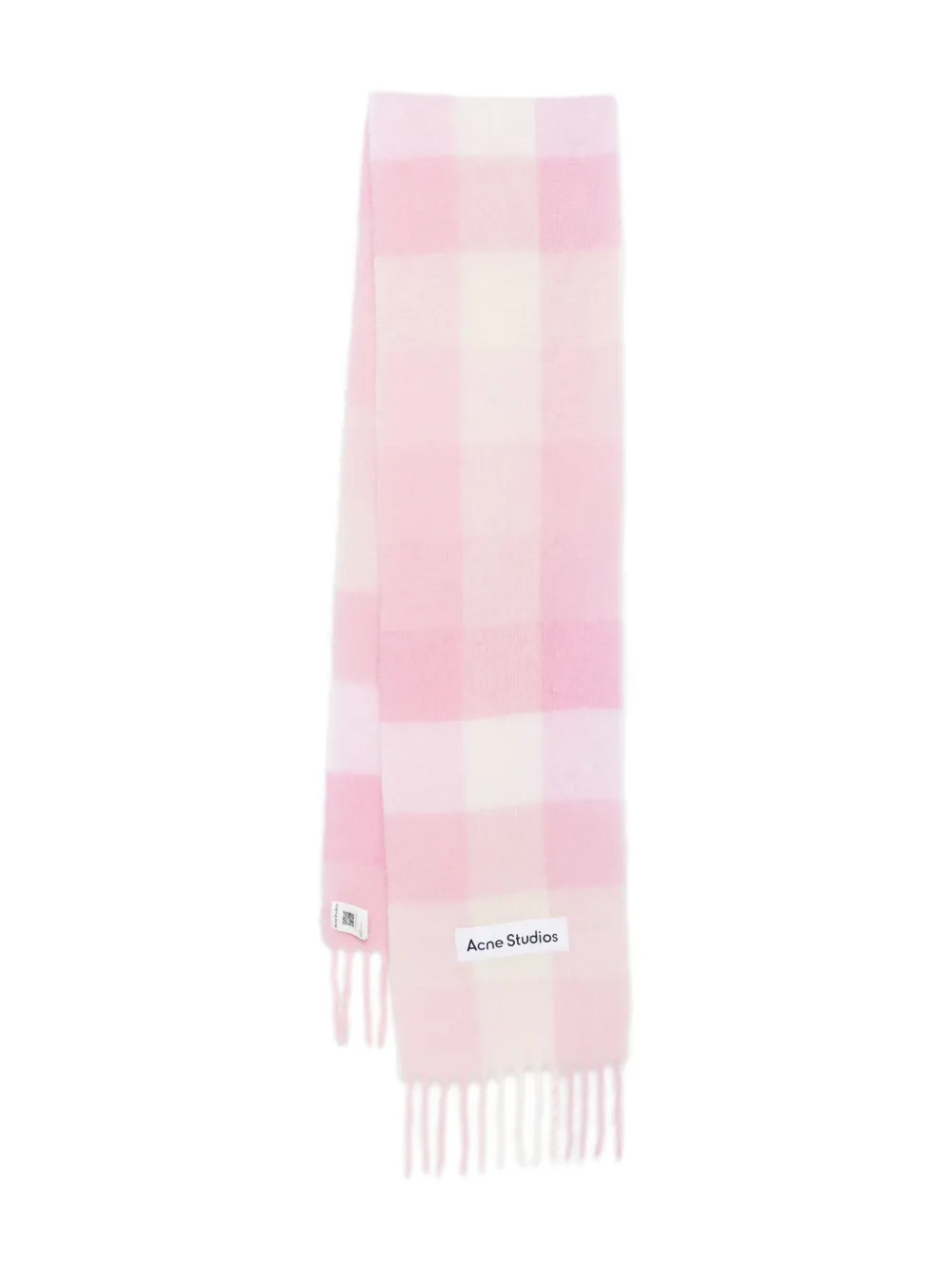 Acne Studios checked fringed scarf - ピンク Acne Studios checked fringed scarf - ピンク