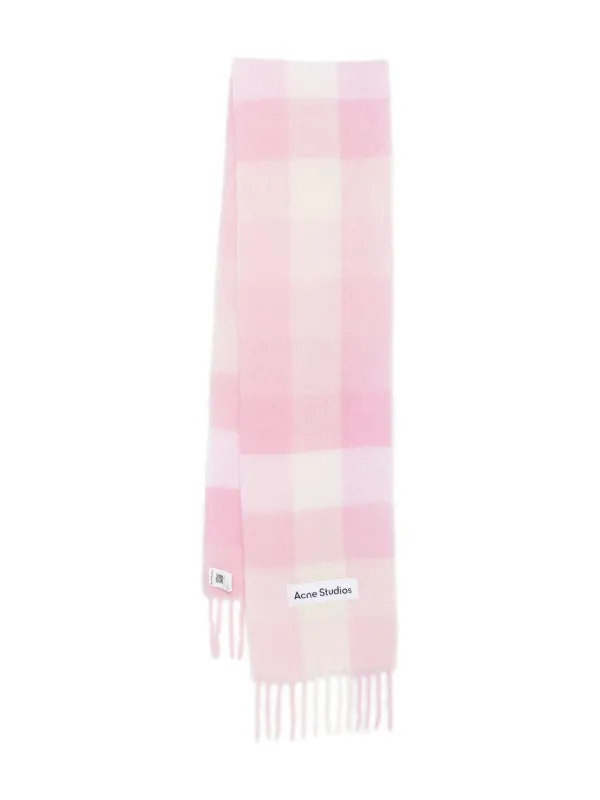 Acne Studios チェック フリンジ スカーフ | ピンク | FARFETCH JP