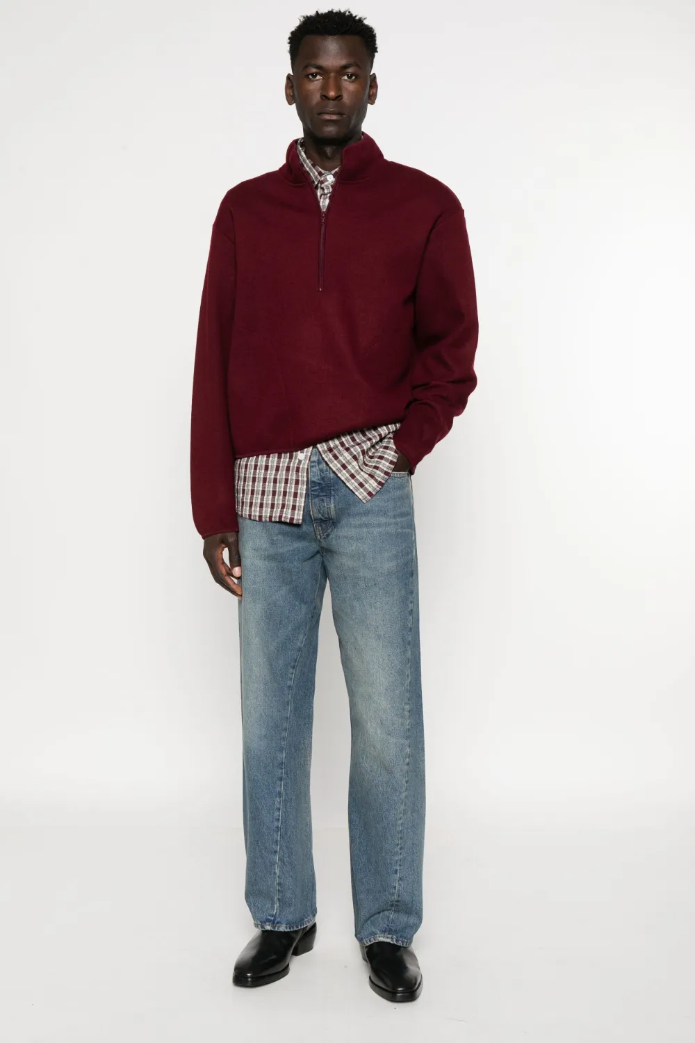 Sunflower Mock-neck Sweatshirt In Burgundy
