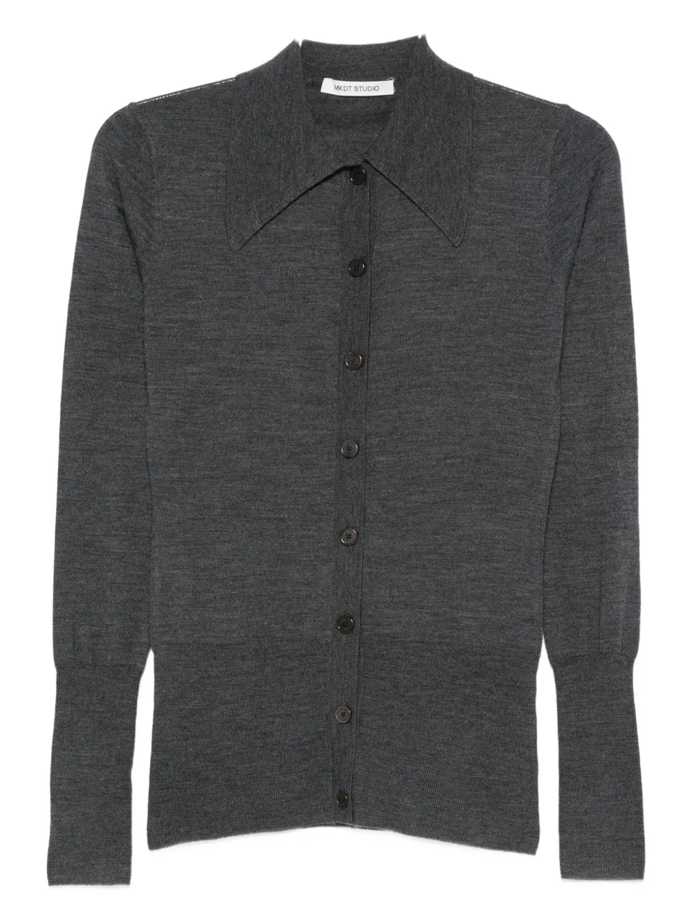 Mark Kenly Domino Tan Button-front Collared Cardigan In Gray
