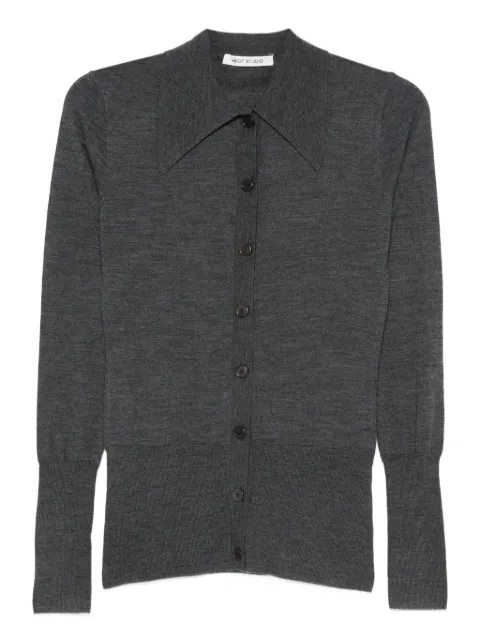 MARK KENLY DOMINO TAN button-front collared cardigan