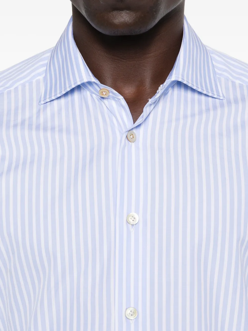 Kiton Gestreept overhemd Blauw