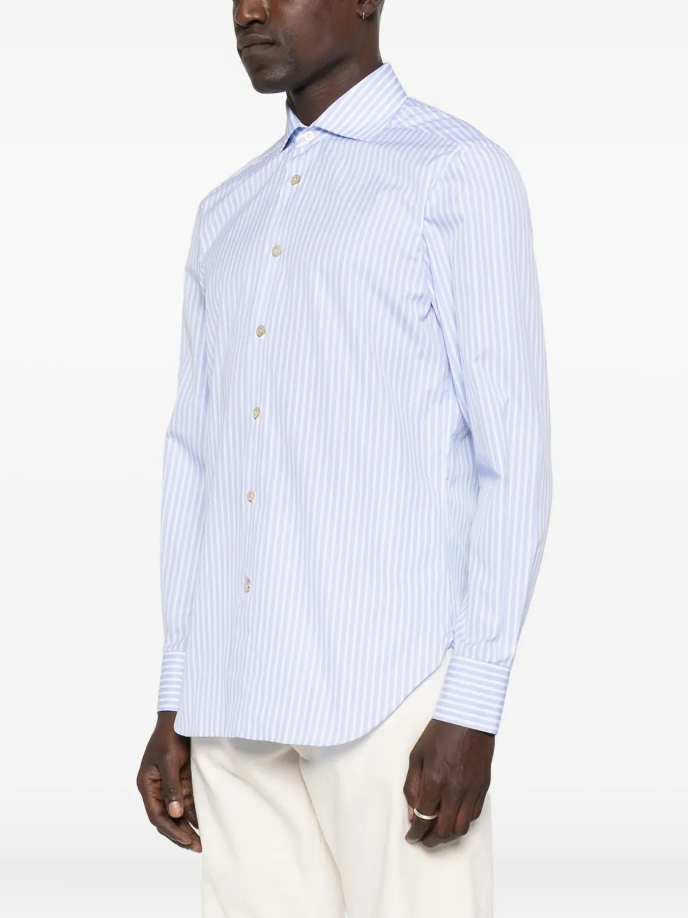 Kiton Gestreept overhemd Blauw