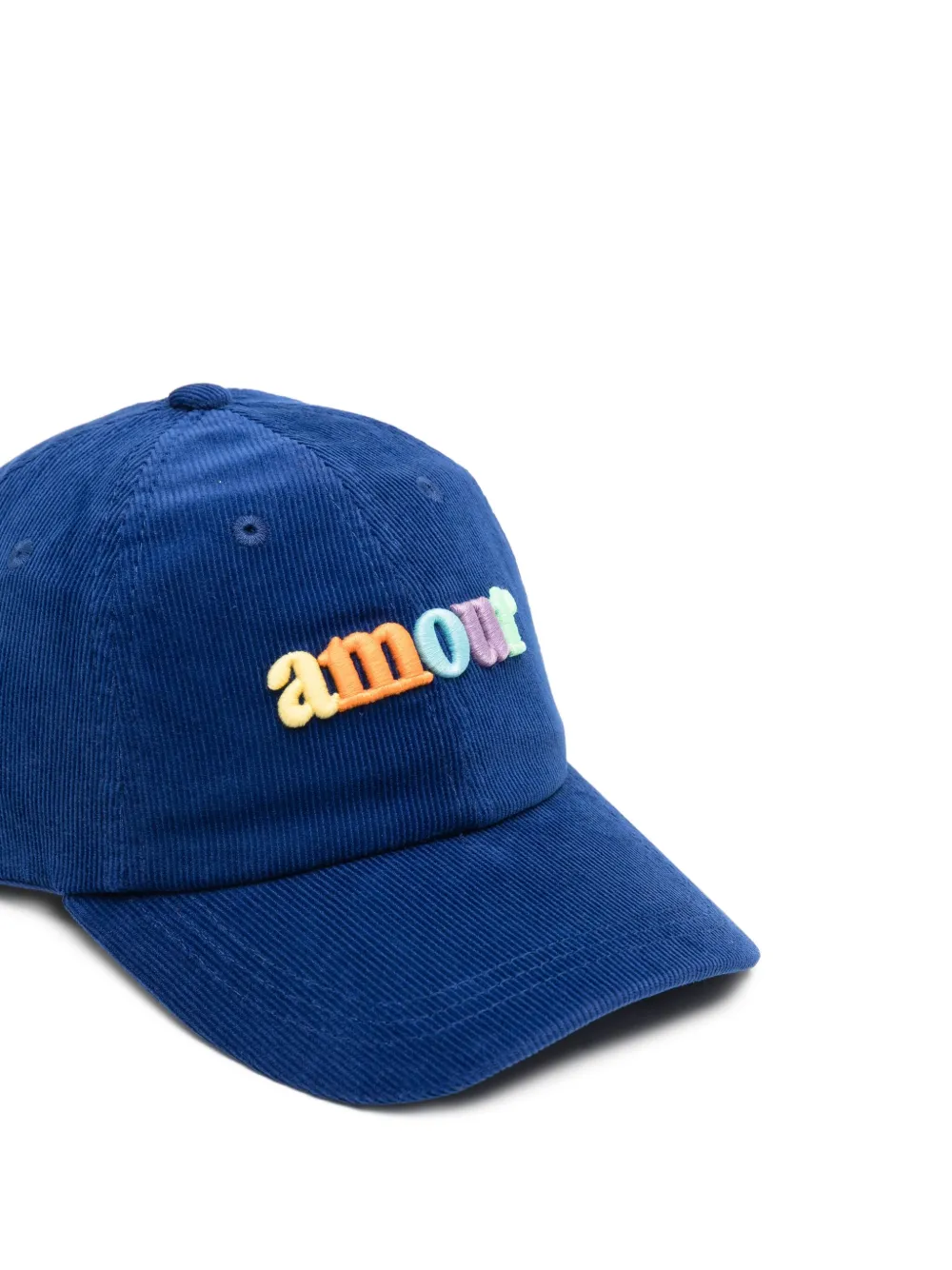 Maison Labiche Beaumont Amour ribfluwelen pet met borduurwerk Blauw