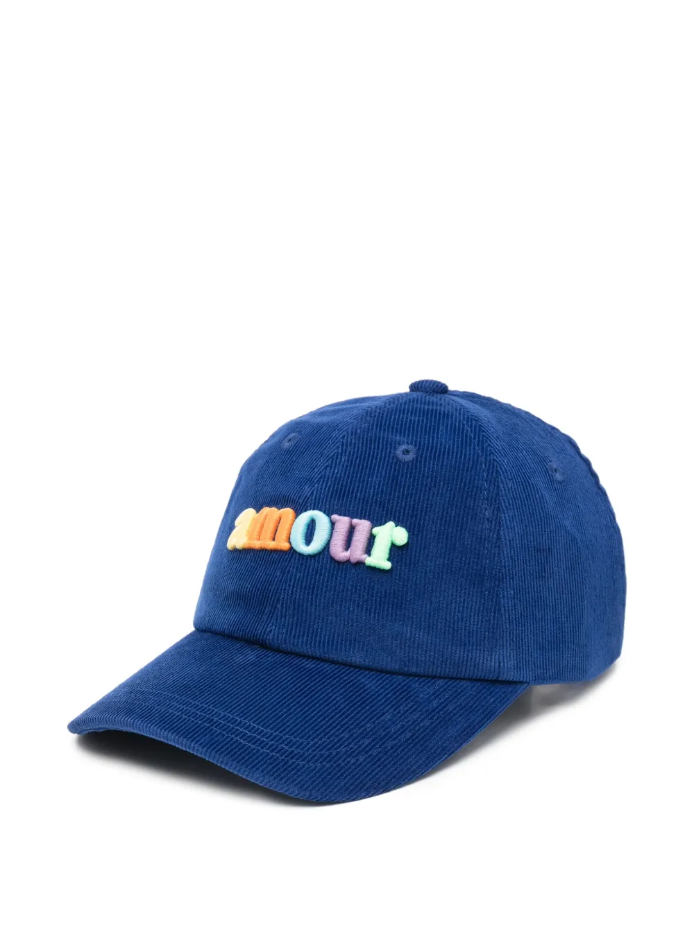 Maison Labiche Beaumont Amour Embroidered Corduroy Cap In Blue