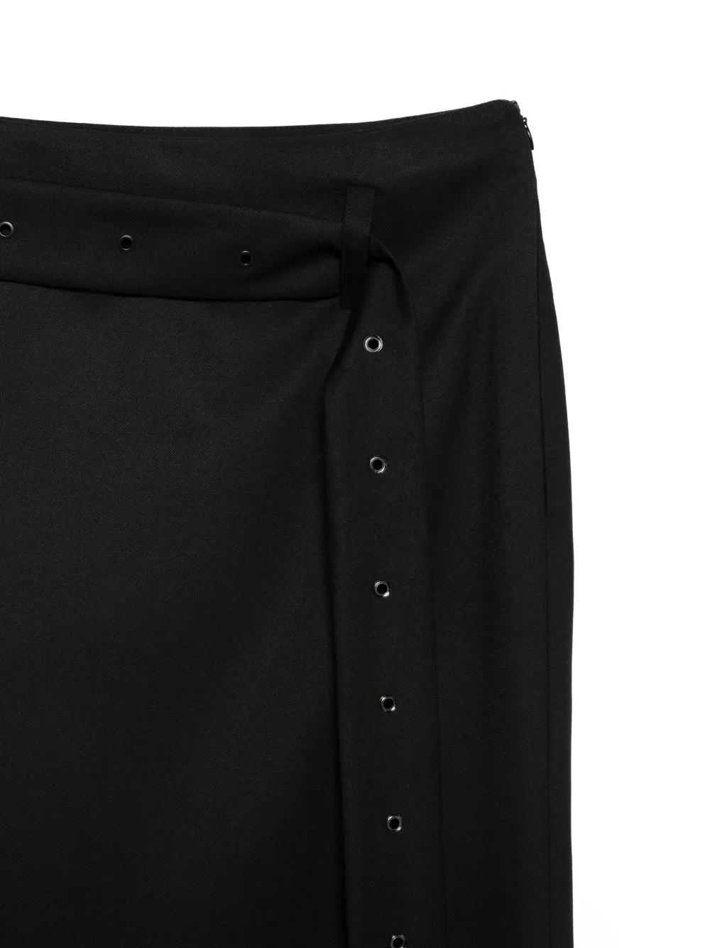 Low Classic Eyelet-detail Belted Skirt In Black