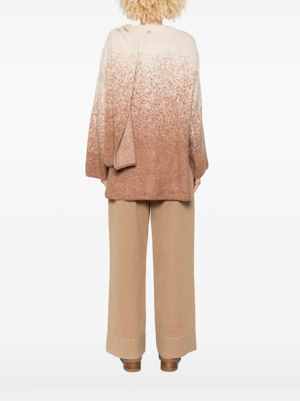 Twinset Gradient Design Coat With Draped Collar In Brown