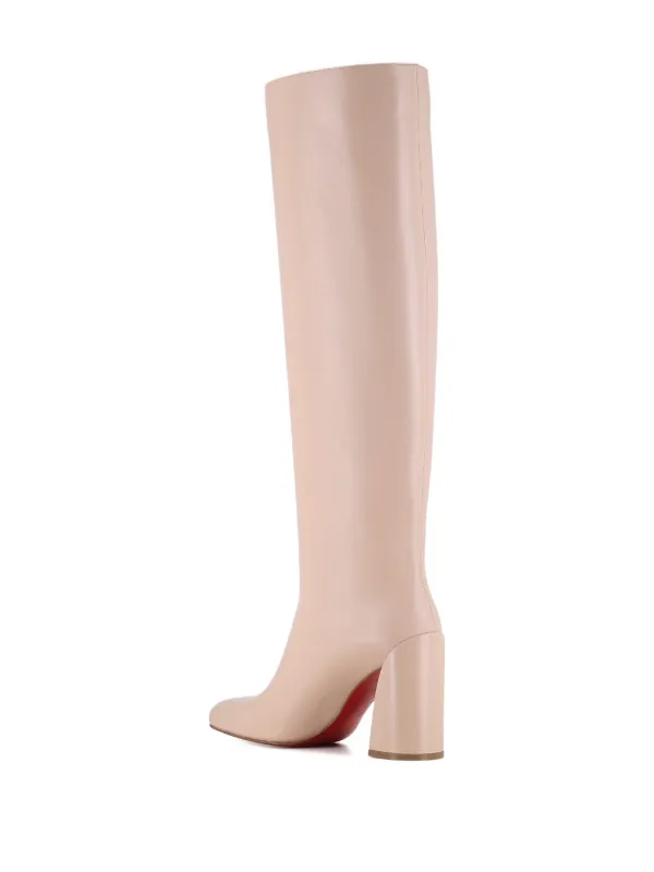Christian Louboutin Leather block-heel knee-high Boots Neutrals