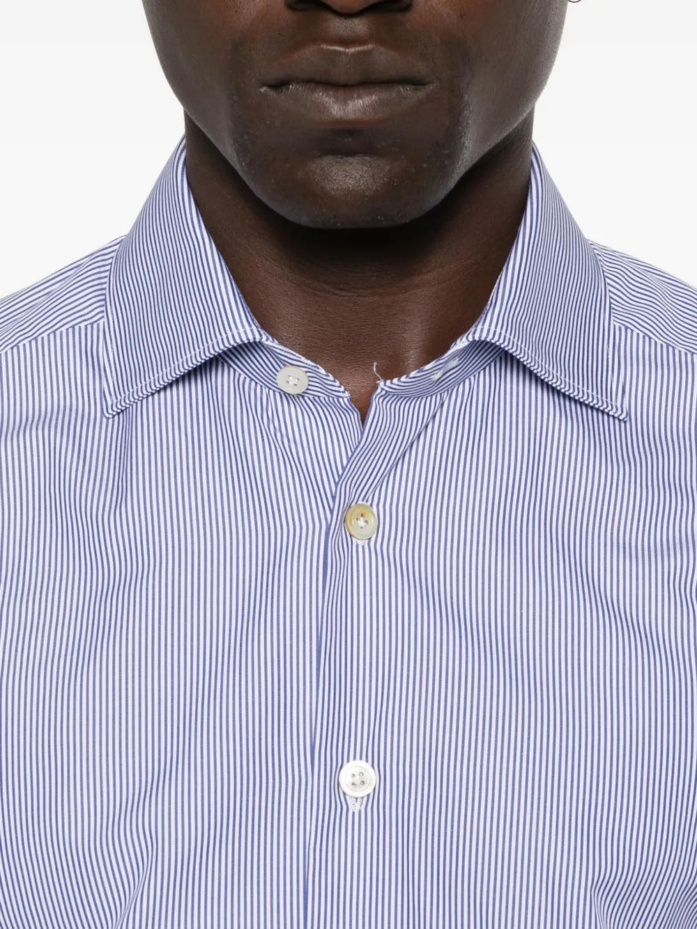 Kiton Gestreept overhemd Blauw