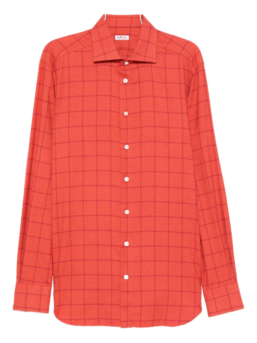 Kiton checked buttoned shirt | Red | Image 1