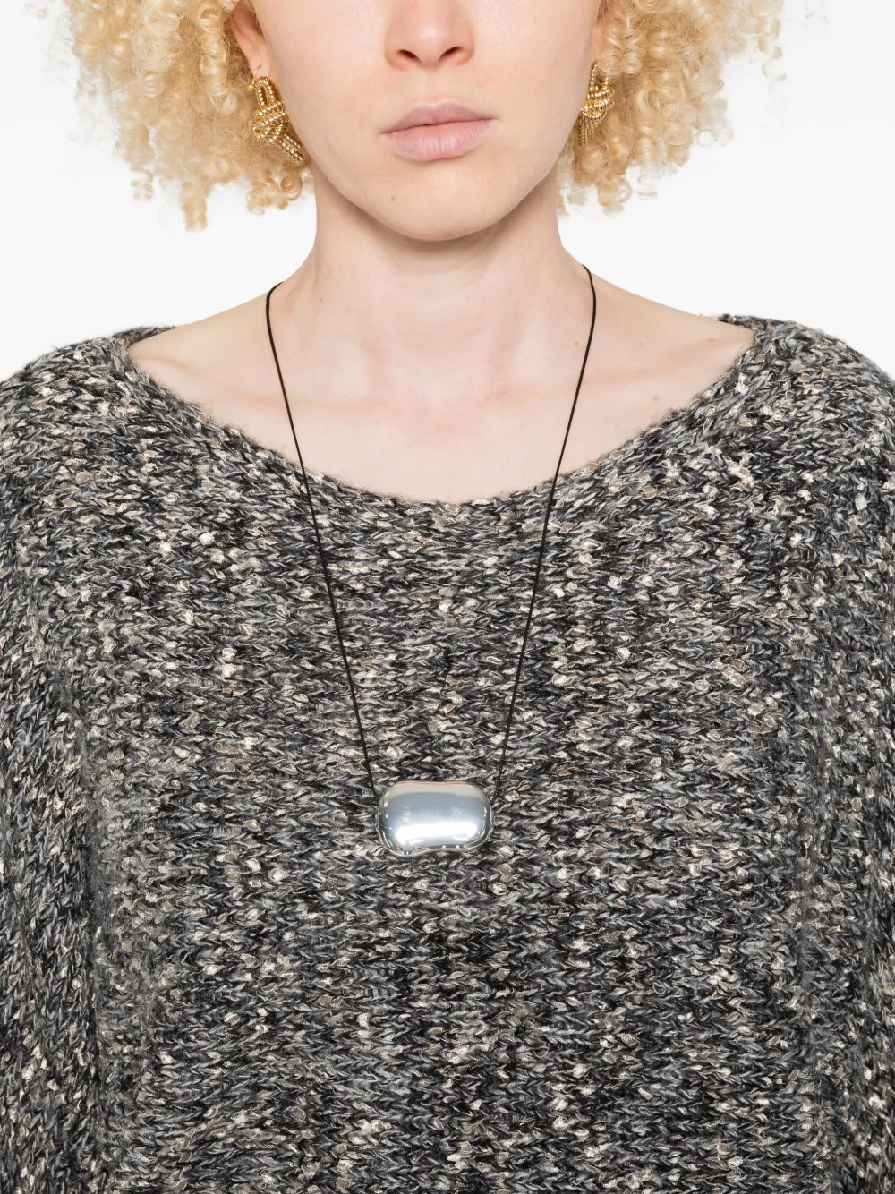 Twinset Textured Knit Sweater With Marled Effect In Gray