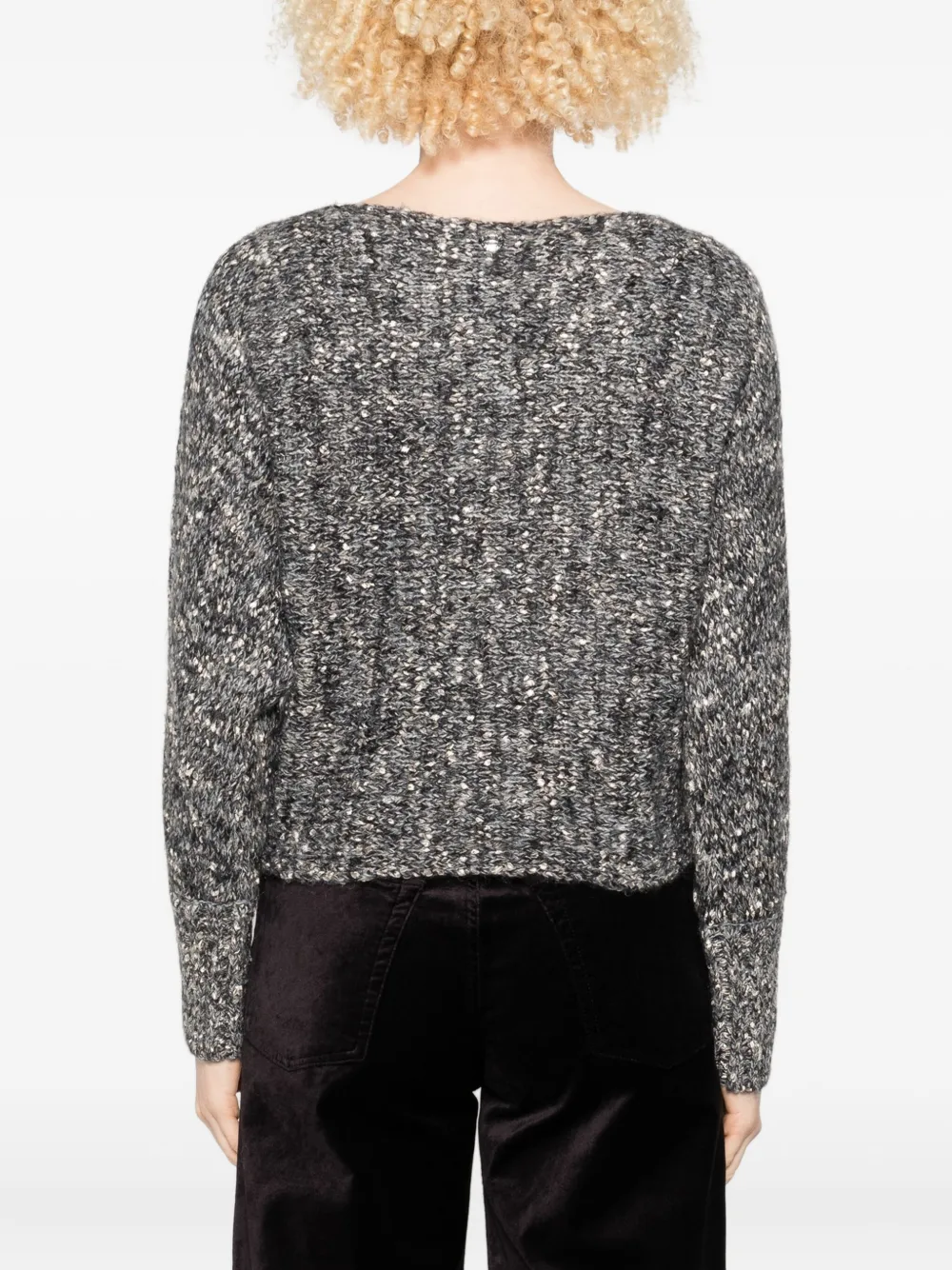 Twinset Textured Knit Sweater With Marled Effect In Gray