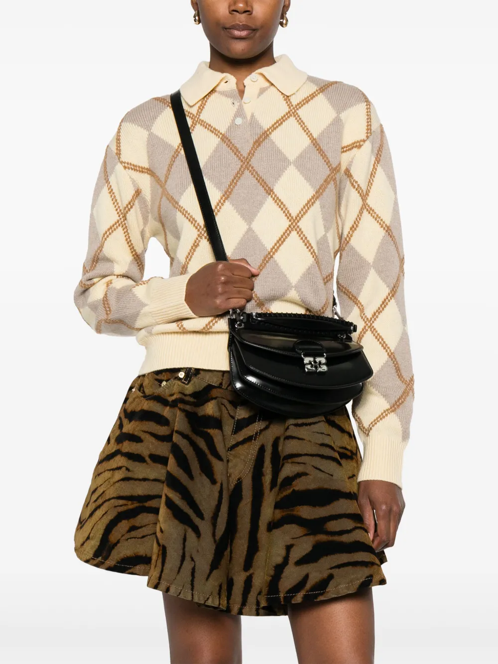 GANNI curved leather cross body bag | Image 2