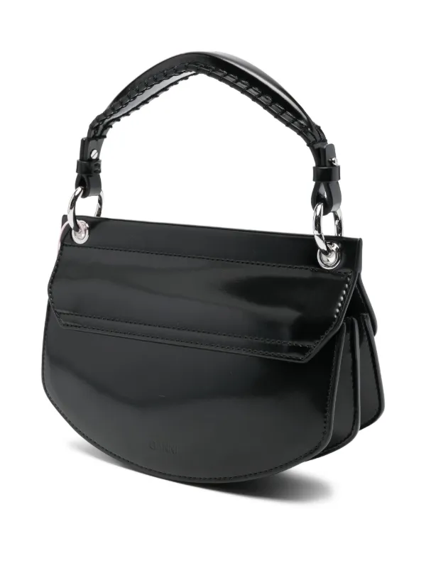 GANNI ブラックレザーショルダーバッグ